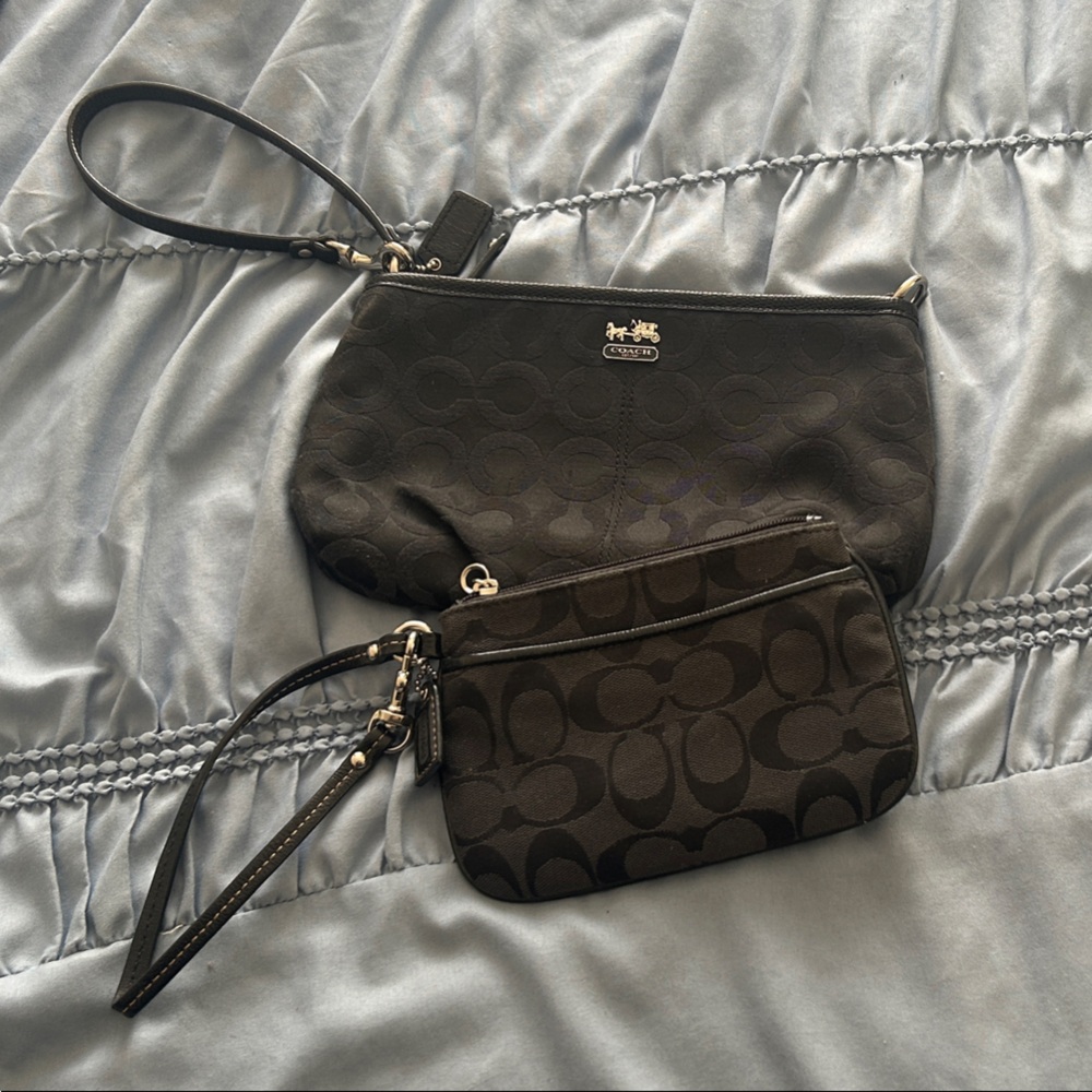 Coach Black Signature Wristlet Duo